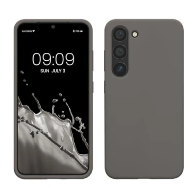 Afbeelding van kwmobile telefoonhoesje geschikt voor Samsung Galaxy S23 Hoesje met siliconen coating Smartphone case in steengrijs