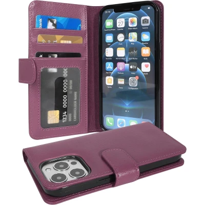 Afbeelding van Cadorabo Hoesje geschikt voor Apple iPhone 13 PRO MAX in BORDEAUX PAARS Beschermhoes met magnetische sluiting en 3 kaartsleuven Book Case Cover Etui