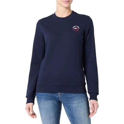 Afbeelding van Tommy Jeans TJW Essential LOGO CREW Sweater, Dames, Maat: Large, Dark night navy