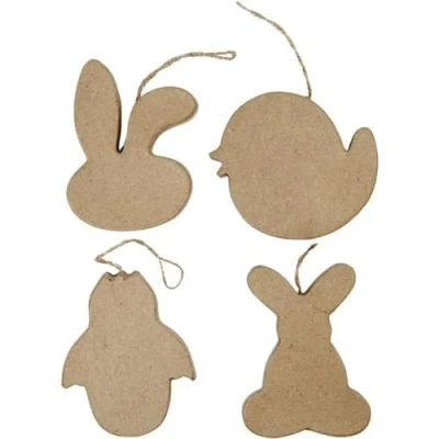 Afbeelding van Creotime Paasdecoraties Papier maché 10 Cm Bruin 4 Stuks