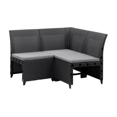 Afbeelding van Leen Bakker Keter Hoekelement Emma 3zits Incl. Kussens Antraciet Loungemeubelen Grijs Wicker