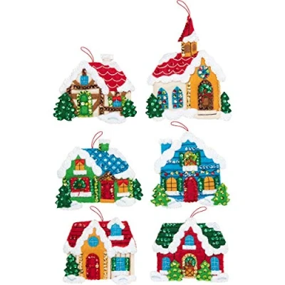 Afbeelding van Plaid Vilt Ornament KIT, Katoen, Kerstdorp, One Size