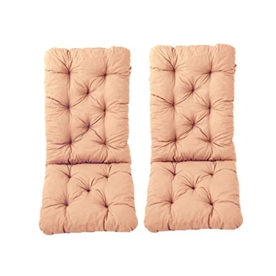 Afbeelding van Ambientehome 120 x 50 8 cm HANKO MAXI tuinstoel katoen gewatteerd hoge rugkussen abrikoos (2 delig)