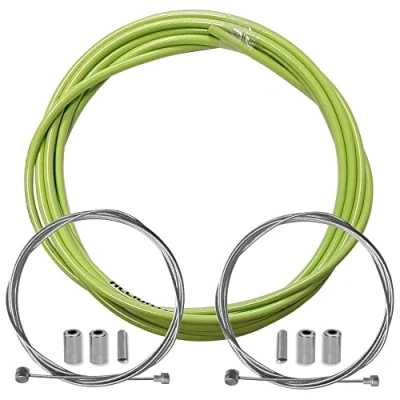 Afbeelding van cyclingcolors fietsremhuls met kabeleindkappen kit voor achter compatibel Shimano Sram cyclus stad weg mountainbike insert performance kabel (groen)