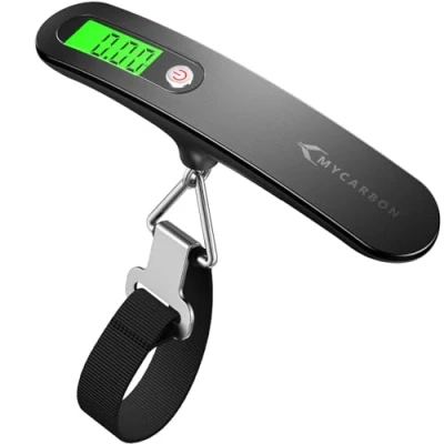 Afbeelding van MYCARBON Kofferweegschaal, bagageweegschaal, elektronisch, digitaal, 50 kg, tarra functie, lcd display, weegschaal, gewicht koffer, draagbaar