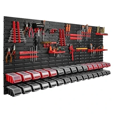 Afbeelding van botle 178 x 78 cm wandrek, 30 opbergbakken, deksel, gereedschapshouder, stapelboxen, werkplaats, werkbank