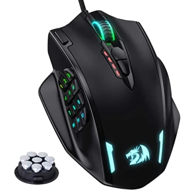 Afbeelding van Redragon M908 Impact RGB LED MMO muis USB Laser Gaming met 12400 dpi, hoge precisie, 20 programmeerbare toetsen, 12 zijtoetsen, ergonomisch design, zwart