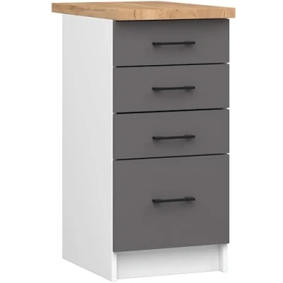 Afbeelding van Keukenkast modulaire OLIWIA S40 met Verkblad / Onderkast 4 Lades AKORD Furniture Factory Wit Grafietgrijs 40 x 85 46 cm