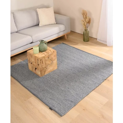 Afbeelding van Wollen Tapijt/Vloerkleed Vierkant Lett Staalblauw 150x150 Cm 100% Wol