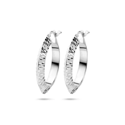 Afbeelding van zilver gerhodineerd oorringen spitse buis gediamanteerd 1336874