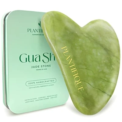 Afbeelding van Plantifique Gua Sha Steen Natuurlijke Jade Guasha Gezichtsmassage voor wallen in de ogen Huidversteviging Gezicht Origineel Gezichtsmassager