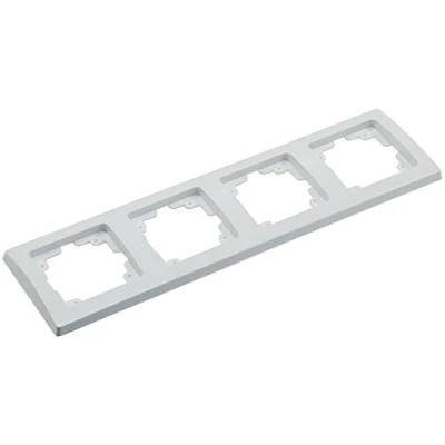 Afbeelding van DELPHI 4 voudig afdekframe 294 x 80 14 mm voor elektrische installatie geschikt componenten schakelaar stopcontacten knop netwerk dimmer USB bus wit