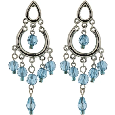 Afbeelding van Behave Oorhangers zilver kleur met blauwe kraaltjes