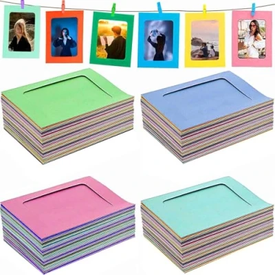 Afbeelding van 40 pack kartonnen fotolijsten, 4 x 6 inch kleurrijke papieren foto Flim, DIY muur decor thuis kantoor school feest set