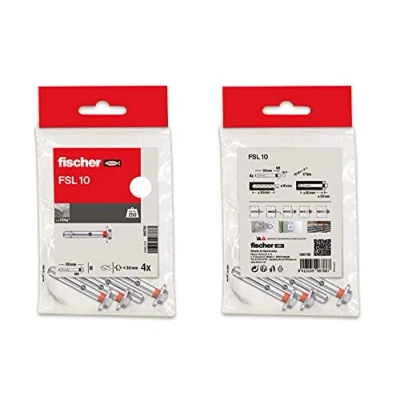Afbeelding van fischer pluggen van metaal, spreidpluggen, betonpluggen, muur, tas, 4 stuks FSL M12 x 80