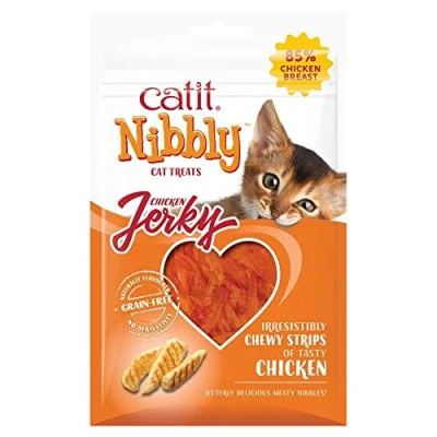 Afbeelding van Catit Nibbly Jerky, kauwstrip van kip voor katten, 30 g