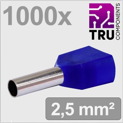Afbeelding van TRU COMPONENTS TC 13377240 Dubbele adereindhulzen 2.5 mm² Deels geïsoleerd Blauw 1000 stuk(s)