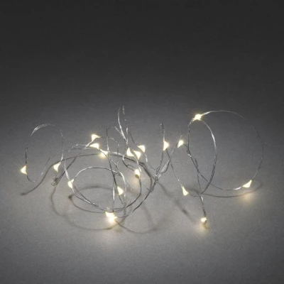 Afbeelding van Draadverlichting op batterijen 2.4 meter Konstsmide (20 LEDs, Druppels, Timer, Binnen)