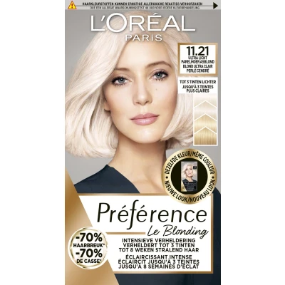 Afbeelding van L&#039;Oréal Paris Préférence permanente haarkleuring Le Blonding 11.21 Ultra Licht Parelmoer Asblond