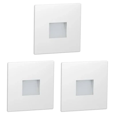 Afbeelding van ledscom.de 3 LED traplamp/inbouw wandlamp FOW voor binnen en buiten, downlight, hoekig, 85 x 85mm, warm wit