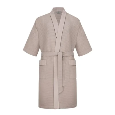 Afbeelding van Revise RE 521 Kimono, herenbadjas, 100% katoen, wafelpiqué, beige, L