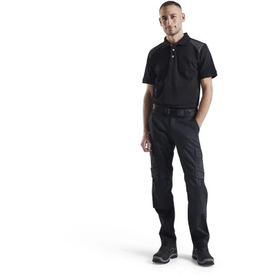 Afbeelding van Blaklader Industrie werkbroek stretch met kniezakken 1448 1832 Zwart/Donkergrijs C44
