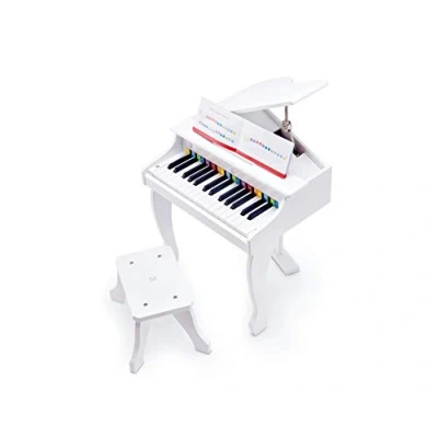 Afbeelding van Hape Deluxe White Grand Piano , Thirty Key Toy with Stool, Electronic Keyboard Musical Set for Kids 3 Years+