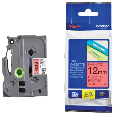 Afbeelding van Brother TZe 431 Tape Zwart op rood (12 mm)