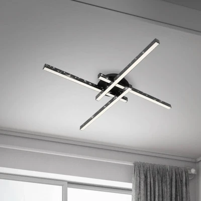 Afbeelding van BRILONER LED plafondlamp met glittereffect, kleurtemperatuur warm wit, in zwart, 21 watt woonlamp, 600x600x82 mm