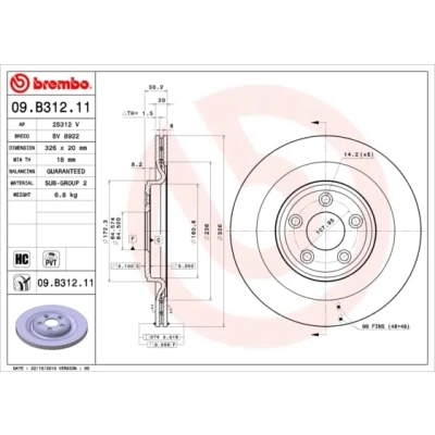 Afbeelding van Brembo Remschijf 09.B312.11