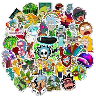 Afbeelding van Tinyuet Set stickers, 50 stuks waterdichte vinylstickers, voor mobiele telefoons, laptops, waterflessen, koffers jongeren of kinderen Morty