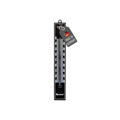 Afbeelding van Lantelme Analoge thermometer voor binnen en buiten, tuin, Made in Germany, weerbestendig, lengte 17 cm, kunststof, kleur zwart, temperatuurweergave 30 tot +50 C, buitenthermometer, tuinthermometer
