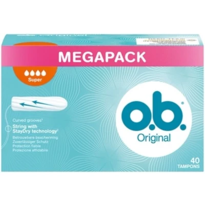 Afbeelding van O.B. Tampons Megapack Super Plus Gebogen Groeven 40 stuks
