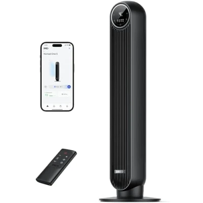 Afbeelding van Dreo Smart stille torenventilator, app en spraakbediening, 90 oscillerende ventilator met afstandsbediening, 4 modi, snelheden, 8 uur timer, Nomad One S, zwart