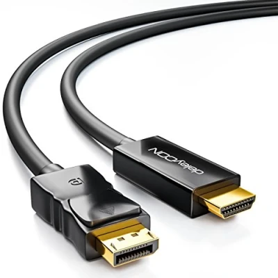 Afbeelding van deleyCON 1m DisplayPort naar HDMI Kabel High Speed 4K UHD FullHD 1080p 3D HDCP Audio Overdracht DP Stekker Adapterkabel Zwart