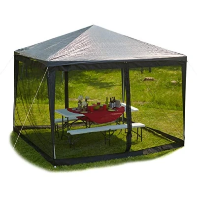Afbeelding van Relaxdays muskietennet voor 3x3 m partytent 2 stuks zwart muggennet paviljoen 12