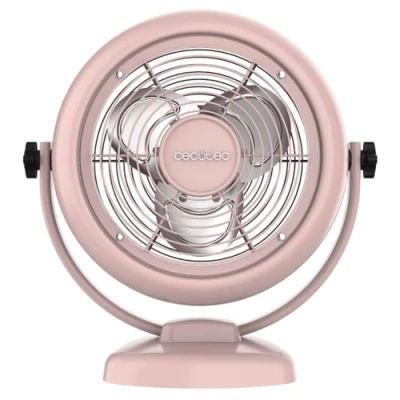 Afbeelding van Cecotec Tafelventilator EnergySilence 800 RetroDesk Pink, 20W vermogen, 8 Inch, Verstelbare Kanteling, 3 Aerodynamische Bladen, 2 Snelheden, Robuust en Stabiele Basis