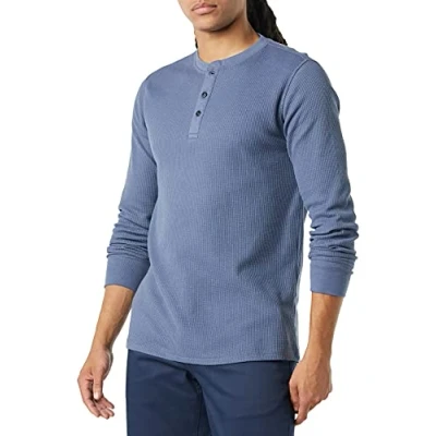 Afbeelding van Amazon Essentials Heren Regular Fit Henley shirt met lange mouwen, indigo, Small