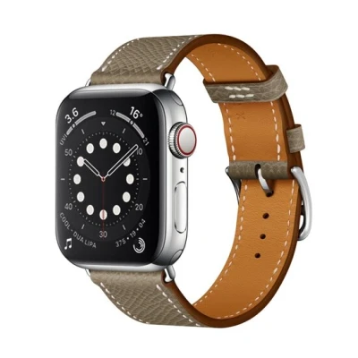 Afbeelding van Apple Watch Lederen bandje Grijs Geschikt voor 38mm / 40mm 41mm