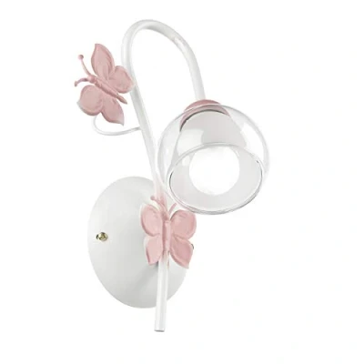 Afbeelding van ONLI wandlamp van metaal met vlinders in wit en roze