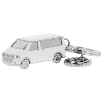 Afbeelding van BRISA VW Collection Volkswagen 3D metalen sleutelhanger ring accessoire in T5/T6 Bulli Bus design (Classic Bus/Zilver)