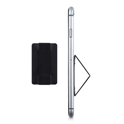 Afbeelding van kwmobile vingerhouder Telefoon grip houder Flexibel en elastisch Krachtig klevend oppervlakte Voor smartphones tablets Zwart
