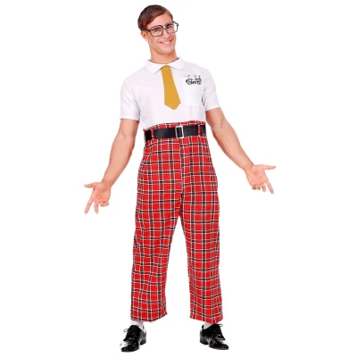 Afbeelding van Widmann Leraar &amp; Professor Scholier Student Kostuum Te Slim Om Mooi Zijn Nerd Man Rood, Wit / Beige XXL Carnavalskleding Verkleedkleding