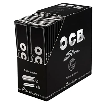 Afbeelding van OCB 16972 Premium Slim 50 boekjes met 32 vellen lang zwart sigarettenpapier, papier, 12 x 6 cm