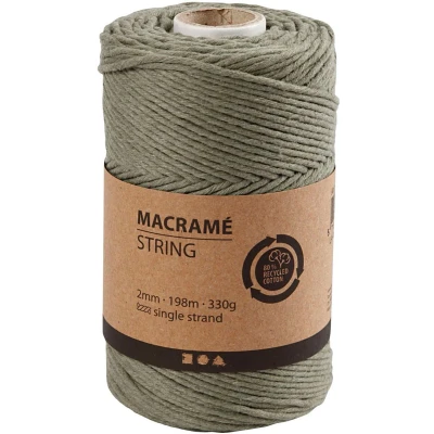 Afbeelding van Macramé Koord, L: 198 m, 2 mm, Mosgroen, 330 gr, 1 Rol