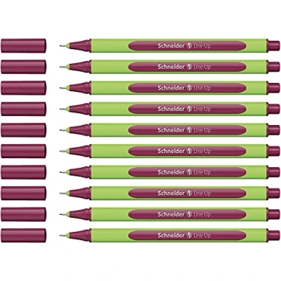 Afbeelding van Schneider Line Up Fineliner (lijndikte 0,4 mm, van biobased kunststof, bekroond met de blauwe engel) 10 stuks, camine rood