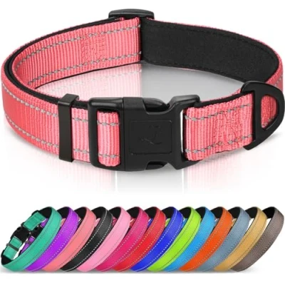 Afbeelding van Joytale Hondenhalsband met Veiligheidsgesp, Reflecterende Verstelbare Halsbanden Zachte Neopreen Vulling Huisdier, Veiligheidskraag voor Kleine Honden Huisdieren, XS, Roze