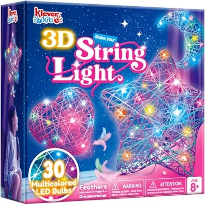 Afbeelding van Klever Kits 3D String Art Kit voor kinderen, knutselsets kinderen vanaf 8, 9, 10, 11, 12 jaar, doe het zelf lantaarns, knutselen jongens en meisjes, lantaarn, handgemaakte decoraties,