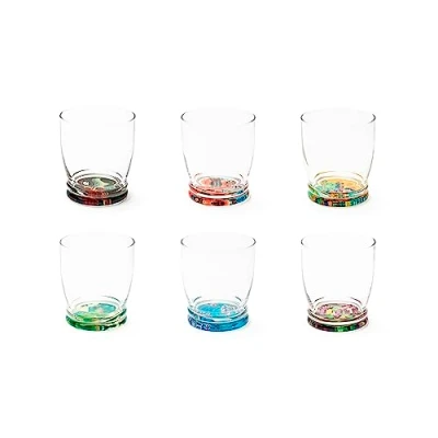 Afbeelding van Excelsa Kimono set met 6 glazen versierde bodem, 340 ml, diameter 8 cm, glas