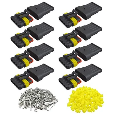 Afbeelding van QitinDasen 8 Set 5 Pin Waterdichte Auto Elektrische Connectoren, Verzegelde Connector Stekke Socket Kit, voor Vrachtwagen Boot